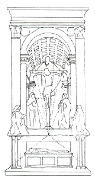 <p>Il crée une fausse profondeur en peignant une architecture illusionniste tridimensionnelle.</p>