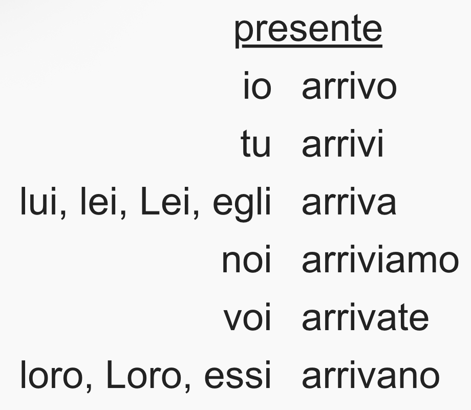 <p>arrivare</p>