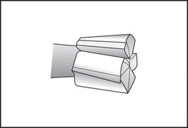 <p>removes decay, establishes retentive grooves</p><p>(33½, 34–39, 36L, 37L)</p>