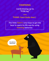 <p>gaining the favor of another by acting overly kind or by using flattery</p>