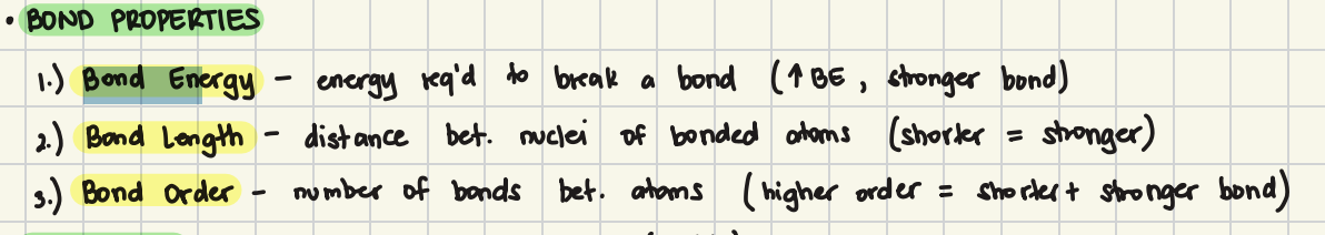 <p>C. Bond length and bond energy</p>