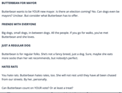 <p>c. The author proves that dogs can be mayors by citing examples where dogs were elected as mayor.</p>