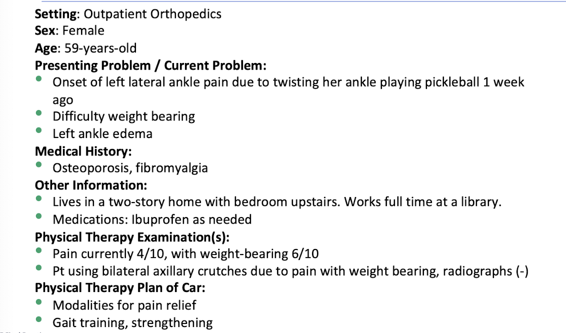<p>Which of the following parametes is the MOST appropriate for use of ultrasound at the lateral ankle? </p><p>a. 20% duty cycle, 3 MHz, 0.7 </p><p>b. 50% duty cycle, 1 MHz, 1.2 </p><p>c. 100% duty cycle, 1 MHz, 1.5 </p><p>d. 100% duty cycle, 3 Mhz, 0.5 </p>