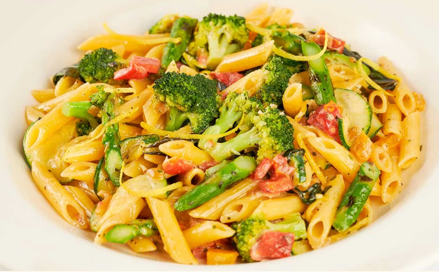 <p>Broccoli, Zucchini, Asparagus, Peppers, Tomato, Onion, Garlic and Fresh Herbs. Tossed with Parmesan</p>