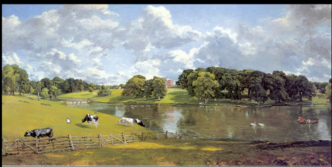 <p>Pantheism<br>"is the view that Nature and God are identical"<br>that God, the creator, is present in his creation, Nature<br><br>God-created:<br>clouds, trees, water, animals human-created using natural resources:<br>- boats,<br>- fences,<br>- bridges,<br>- dams,<br>- domestic<br>- animals<br><br>Tress in clouds, clouds in trees</p><p>birds in leaves (everything repeated, everything coming together)</p>