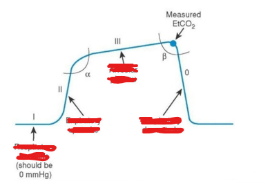 <p>What is baseline, expiratory upstroke, alveolar plateau, inspiratory downstroke  in Capnography?</p>