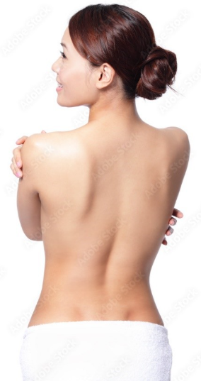 <p>Which way is this person's back leaning?</p>