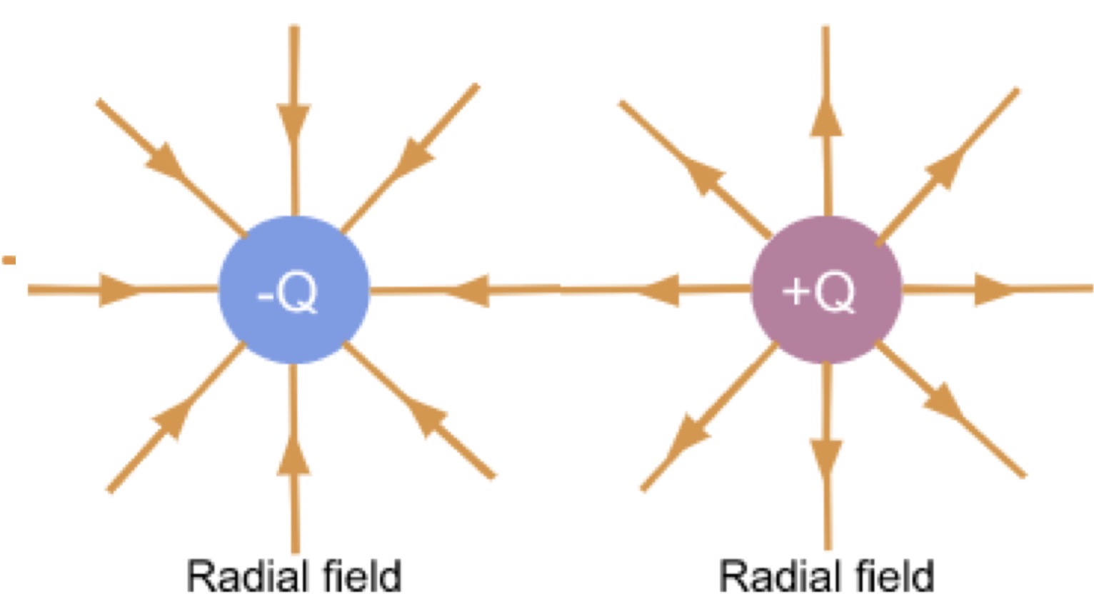 <p>Magnitude of electric force depends on the distance between the two charges (e.g as charge moves further away from the centre. The magnitude of force would decrease as distance between field lines increases), equipotential surfaces around point charge for concentric circles.</p>