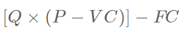 <p>Understanding the nature of costs as fixed vs variable an implications for forecasting profit.</p><p>Q = Units solid per period    FC= Fixed Operating Costs</p><p>P = Price per unit      VC= Variable Operating Costs</p><p></p>