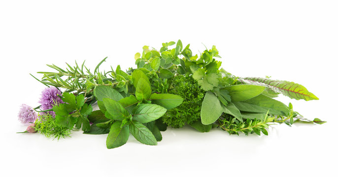 <p>fresh herbs</p><p>(Basil and parsley are fresh herbs.)</p>
