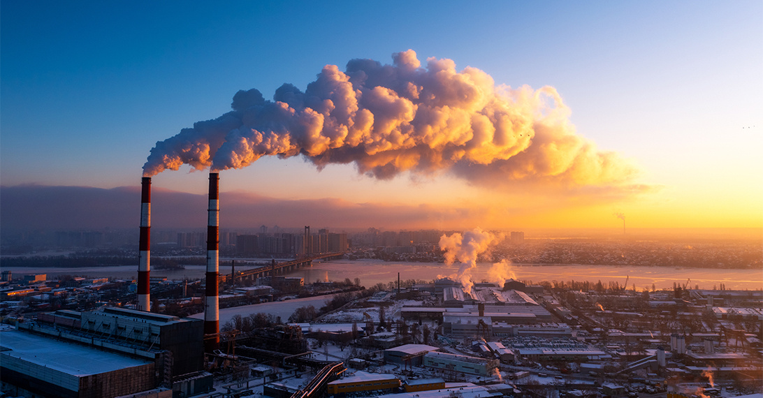 <ul><li><p>gases in the atmosphere trap heat from the sun</p></li><li><p>keeps earth warm, but human activities has intensified it</p></li></ul><p>e.g. CO<sub>2</sub> from coal increases heat trapping → increases global temp</p><p></p>