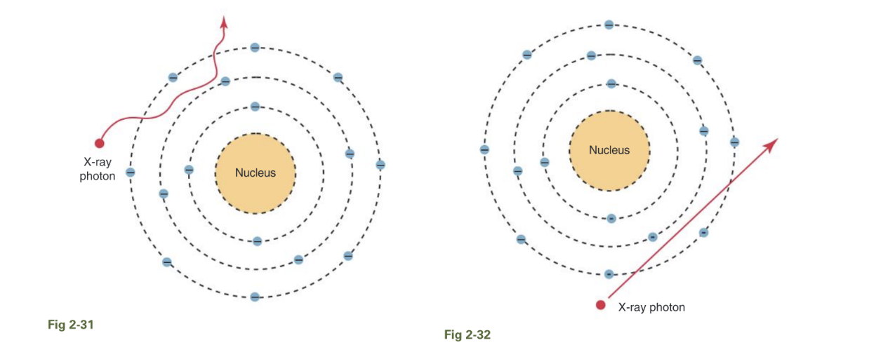 Identify the x-radiation interaction with matter in Figure 2-31.