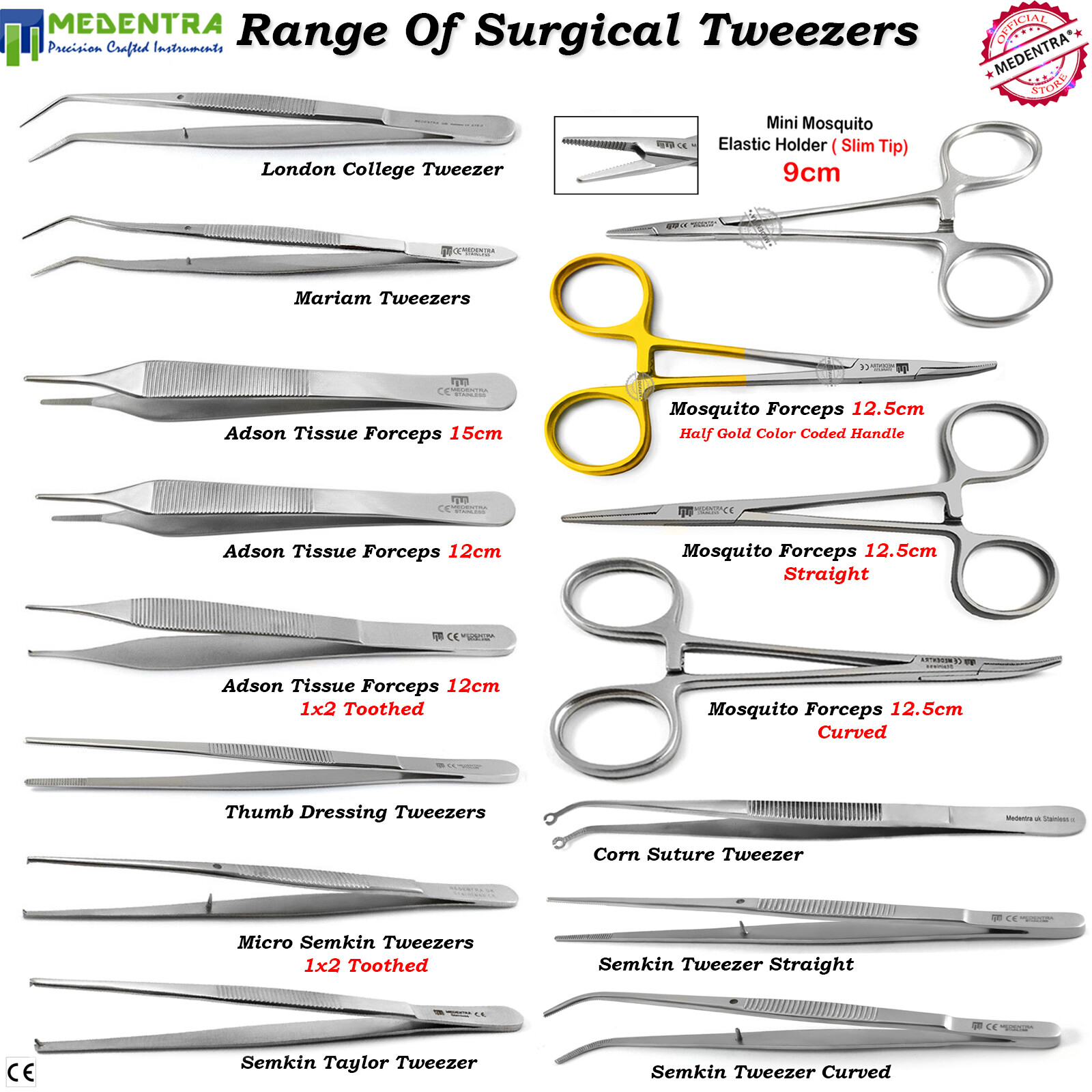 <p>Forceps are handheld, hinged instruments primarily used for grasping and holding objects. They are essential tools in both medical and laboratory settings, allowing users to manipulate small or delicate items effectively.</p><p></p><p><strong><u>Types of Forceps</u></strong></p><p><strong>1. Thumb Forceps</strong></p><ul><li><p><span style="line-height: inherit;"><strong>Description</strong></span>: Often referred to as tweezers, these are spring-loaded forceps used for picking up small objects.</p></li><li><p><span style="line-height: inherit;"><strong>Features</strong></span>: Available with smooth, serrated, or cross-hatched tips for different applications.</p></li></ul><p><strong>2. Hemostatic Forceps</strong></p><ul><li><p><span style="line-height: inherit;"><strong>Description</strong></span>: Also known as clamps, these forceps are designed to grasp and hold tissues or blood vessels firmly.</p></li><li><p><span style="line-height: inherit;"><strong>Common Types</strong></span>:</p><ul><li><p><span style="line-height: inherit;"><strong>Kelly Forceps</strong></span>: Used for occluding blood vessels.</p></li><li><p><span style="line-height: inherit;"><strong>Mosquito Forceps</strong></span>: Smaller and more delicate, ideal for fine work.</p></li></ul></li></ul><p><strong>3. Dressing Forceps</strong></p><ul><li><p><span style="line-height: inherit;"><strong>Description</strong></span>: Used for handling sterile dressings and gauze.</p></li><li><p><span style="line-height: inherit;"><strong>Features</strong></span>: Typically have broad, flat jaws for a less aggressive grip.</p></li></ul><p><strong>4. Tissue Forceps</strong></p><ul><li><p><span style="line-height: inherit;"><strong>Description</strong></span>: Designed for holding and manipulating tissues during surgical procedures.</p></li><li><p><span style="line-height: inherit;"><strong>Features</strong></span>: Often have fine serrations to provide a secure grip without causing damage.</p></li></ul><p><strong>5. Obstetrical forceps</strong></p><ul><li><p>Forceps designed to assist in childbirth.</p></li></ul><p><strong>6.Sponge forceps</strong></p><ul><li><p>Forceps used to hold surgical gauze sponges.</p></li></ul><p><strong>7.Towel forceps</strong></p><ul><li><p>Forceps used to hold drape towels correctly in the area of the operation.</p></li></ul><p></p><p><strong><u>Material and Construction</u></strong></p><p>Forceps are commonly made from high-grade stainless steel or carbon steel, ensuring durability and resistance to corrosion. Some disposable versions are made from plastic for single-use applications.</p>