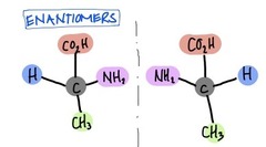 <p>nonsuperimposable mirror images</p><p>opposite configuration at all chiral centers</p><p>each enantiomer has optical rotation of equal magnitude, but different signs</p><p>all other properties are identical</p>