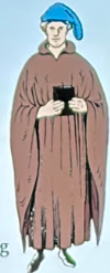 <p>A long, loose outer robe with wide sleeves - The Late Middle Ages</p>