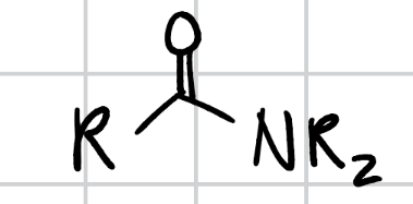 <p>A carbonyl compound bonded to an $$NR_2$$ group</p>
