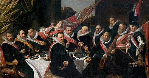 <p><span style="background-color: transparent;">Banket van de Officieren (schutterstuk), <strong>The Banquet of the Officers</strong>, <em>Frans Hals </em>(Protestant Baroque)</span></p>