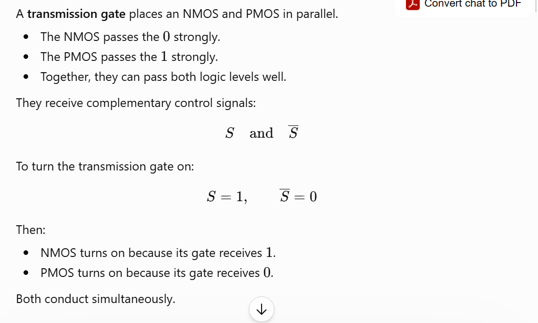 <p>The main point is:</p><p>A CMOS transmission gate is used as the physical switch inside the MUX </p>