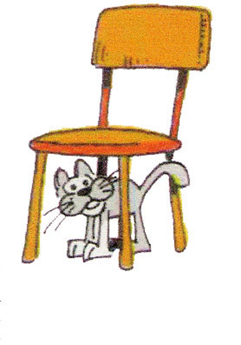 <p>el gato está ... la silla</p>
