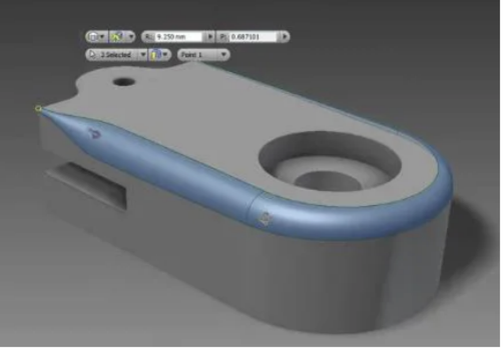 <p>Which Autodesk Inventor command will create the blue feature on the 3D part?</p>