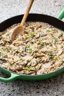 <p>Cooking meat/vegetables that have been browned in fat over a long period of time in a tightly covered container, using a small amount of liquid.</p><p>• Use hot liquid (180°-200°F).</p><p>• Examples: Mushroom risotto, braised short ribs.</p>