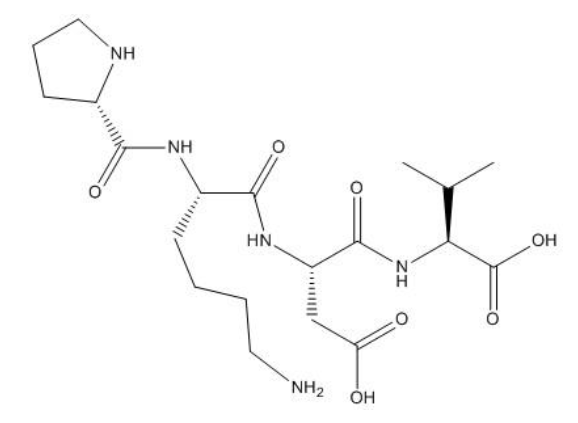 <p>The following peptide is shown in a “folded” conformation and in an unusual protonation state. Name the peptide using the one-letter code and determine the absolute configurations of the chiral centers. Also, consider the side chains of the two adjacent, internal amino acid residues. If the one that occurs later in the sequence has a pKa of 3.9, what would you predict for the pKabH (pKa of the conjugate acid of the form shown) of the one that occurs earlier in the sequence? Would it be higher or lower than the pKabH of the side chain of the corresponding free amino acid?</p>