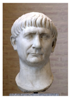 <p>97 CE Nerva adopted Trajan as co-emperor</p><p>Trajan born in Italica, Spain (53 CE)</p><p>Officer in army, popular with all</p><p>Wars of conquest:</p><ul><li><p>Dacia (beyond Danube River)</p></li></ul><p>Achieved military glory and huge wealth</p><p></p>
