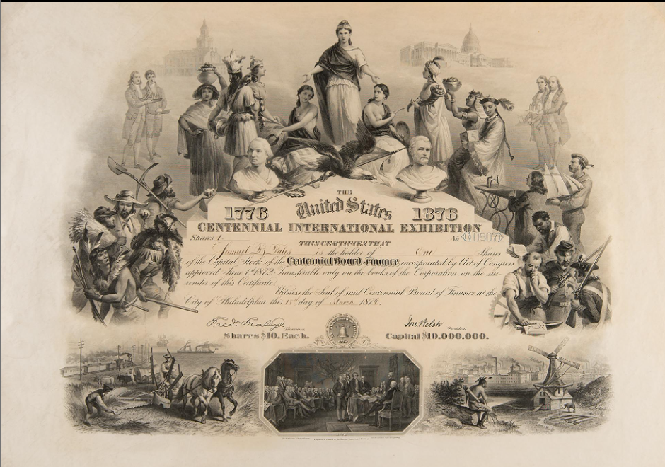<p>Centennial Stock Certificate (1876)</p>