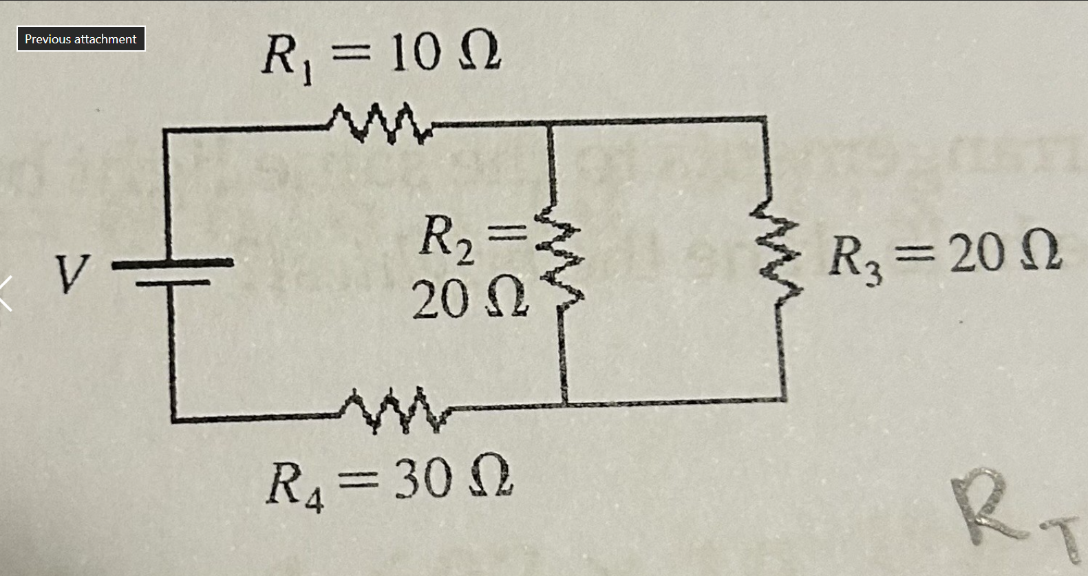 <p>If V = 20V what is the current through R3 in the figure? (Round to 2 significant figures)</p>
