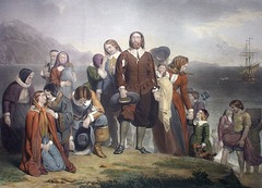 <p>They were radical dissenters to the Church of England. They moved to Holland, then in 1620, they sailed to America on the Mayflower in search of religious freedom. They established a new colony at Plymouth on the Massachusetts coast. (p. 26)</p>