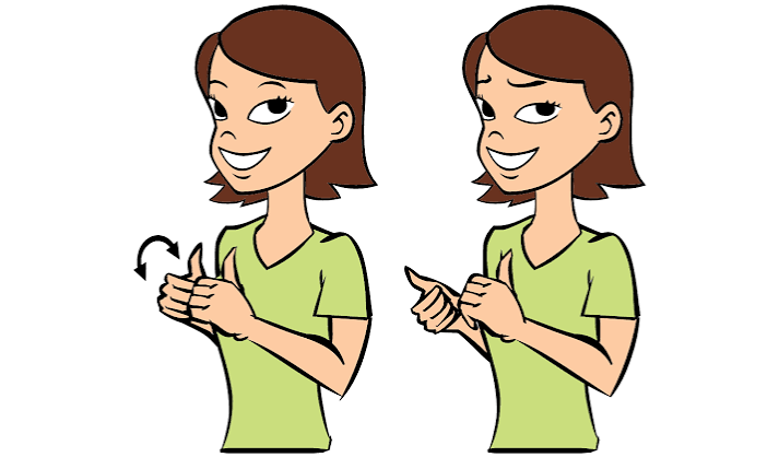 <p>Fists together with thumbs up, open out. </p>