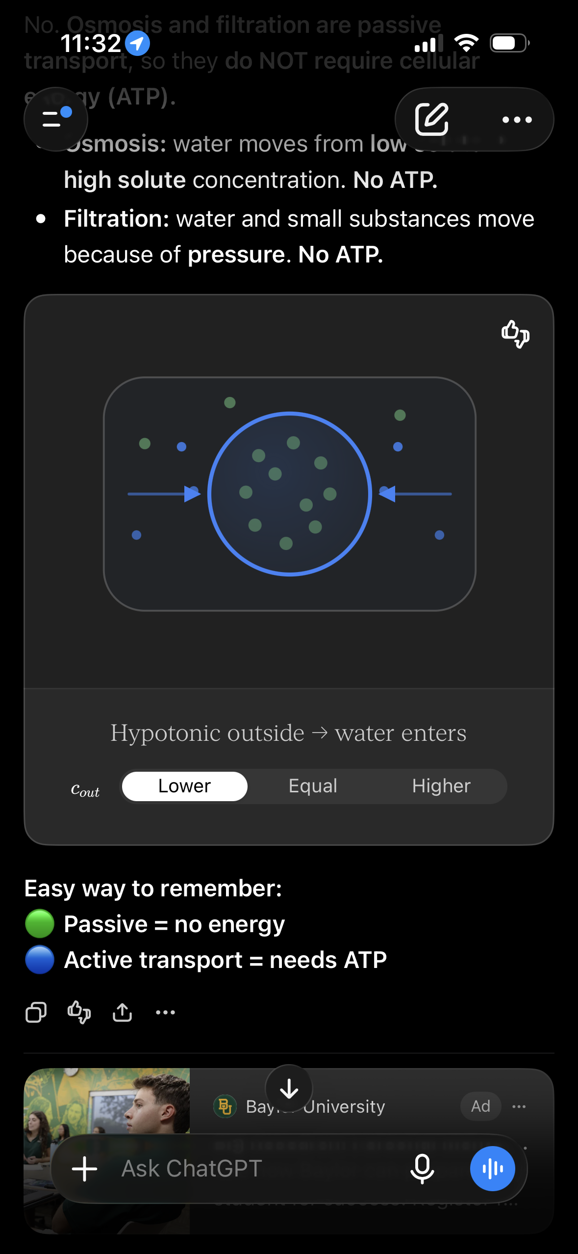 <p>Hypotonic outside → water enters</p><p></p>