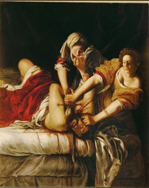 <p>Artemesia Gentileschi, 1612</p><p>-use of realism, Chiaroscuro and Tenebrism for a dramatic storytelling </p><p>-this story forms the bible is usually depicted by men Judith is a rare female perspective, showing the Faces determination, effort, and resistance</p>