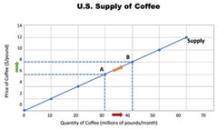 <p>a graph of the relationship between the price of a good and the quantity supplied</p>