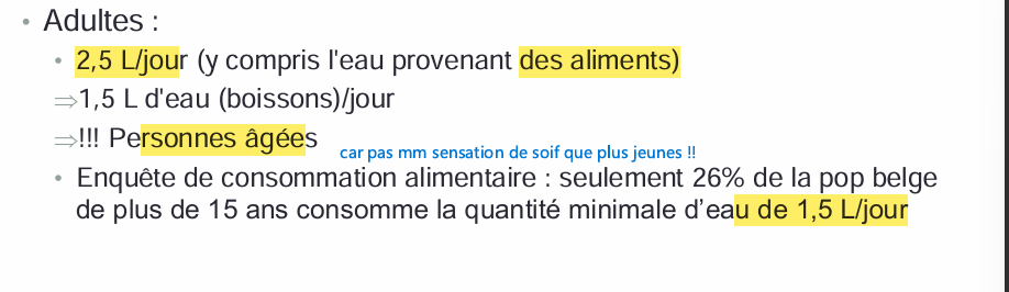 <p>ATT contenue en eau de l’aliment très variables, plus on aug le contenue énergétique plus on réduit la quantité d’eau </p>