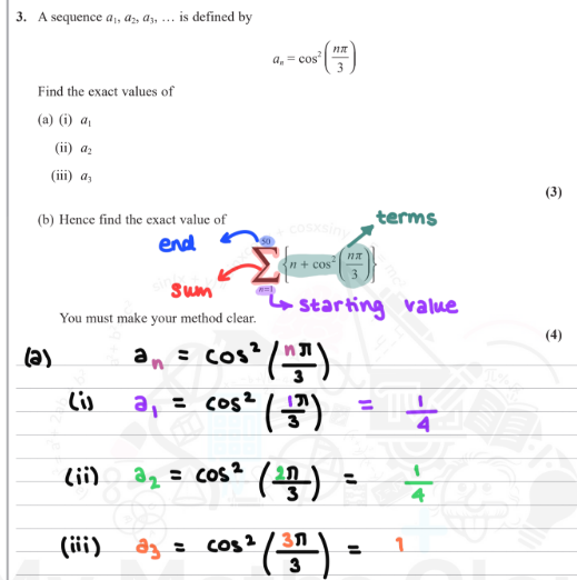<p>given a1 = 1/4,   a2 = 1/4,   a3 = 1<br><br>do (b)</p>