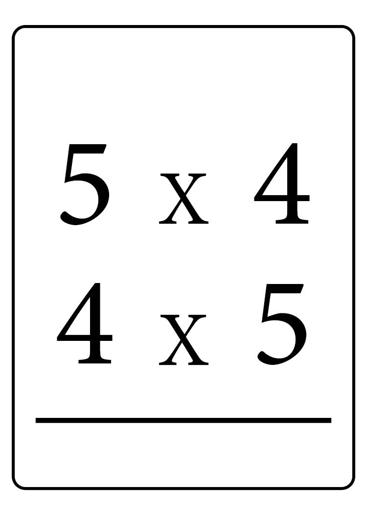 <p>5×4 or 4×5 = ?</p>