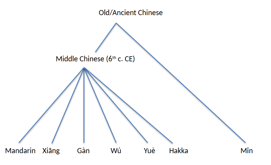 <p>traditional model of dialect diversification of “Sinitic”</p>