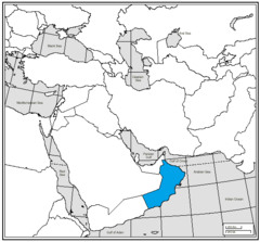 <p>east of Yemen, south of the United Arab emirates</p>