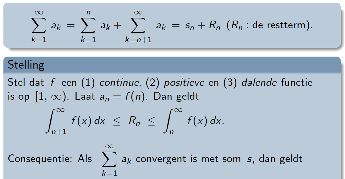 <p>Wat kan je zeggen over de totale som s?</p>