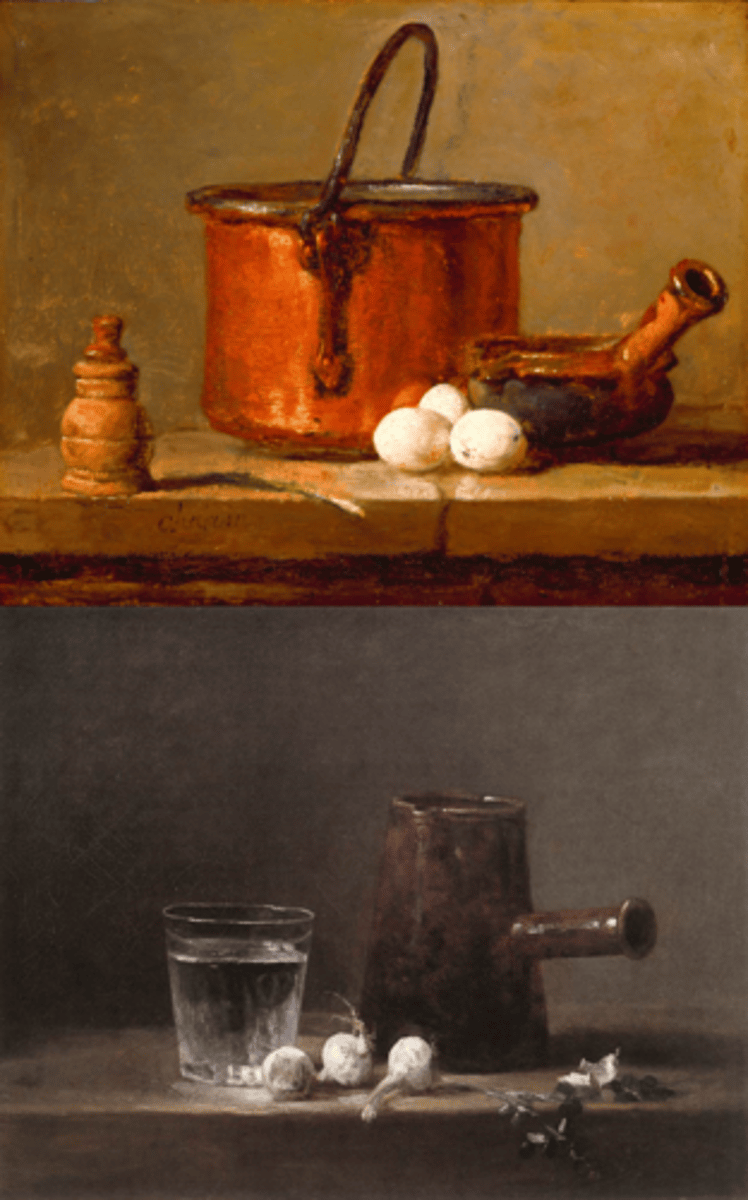 <p>- Chardin</p><p>Moralizing Art</p><p>-still life</p><p>- recipe for the working class</p><p>- Didactic: moral lesson: what is necessary for survival</p>