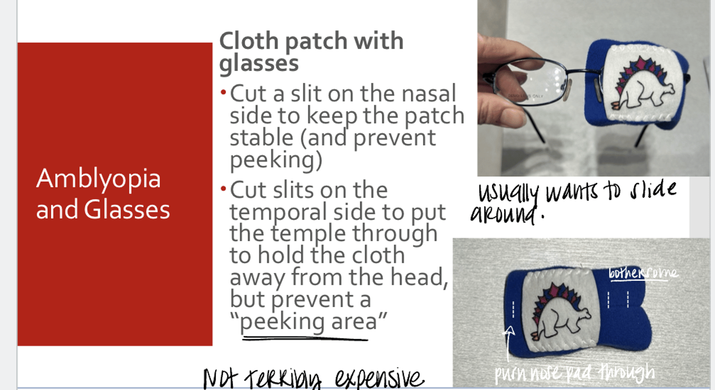 <p>How to prepare a cloth patch over glasses for children?</p>