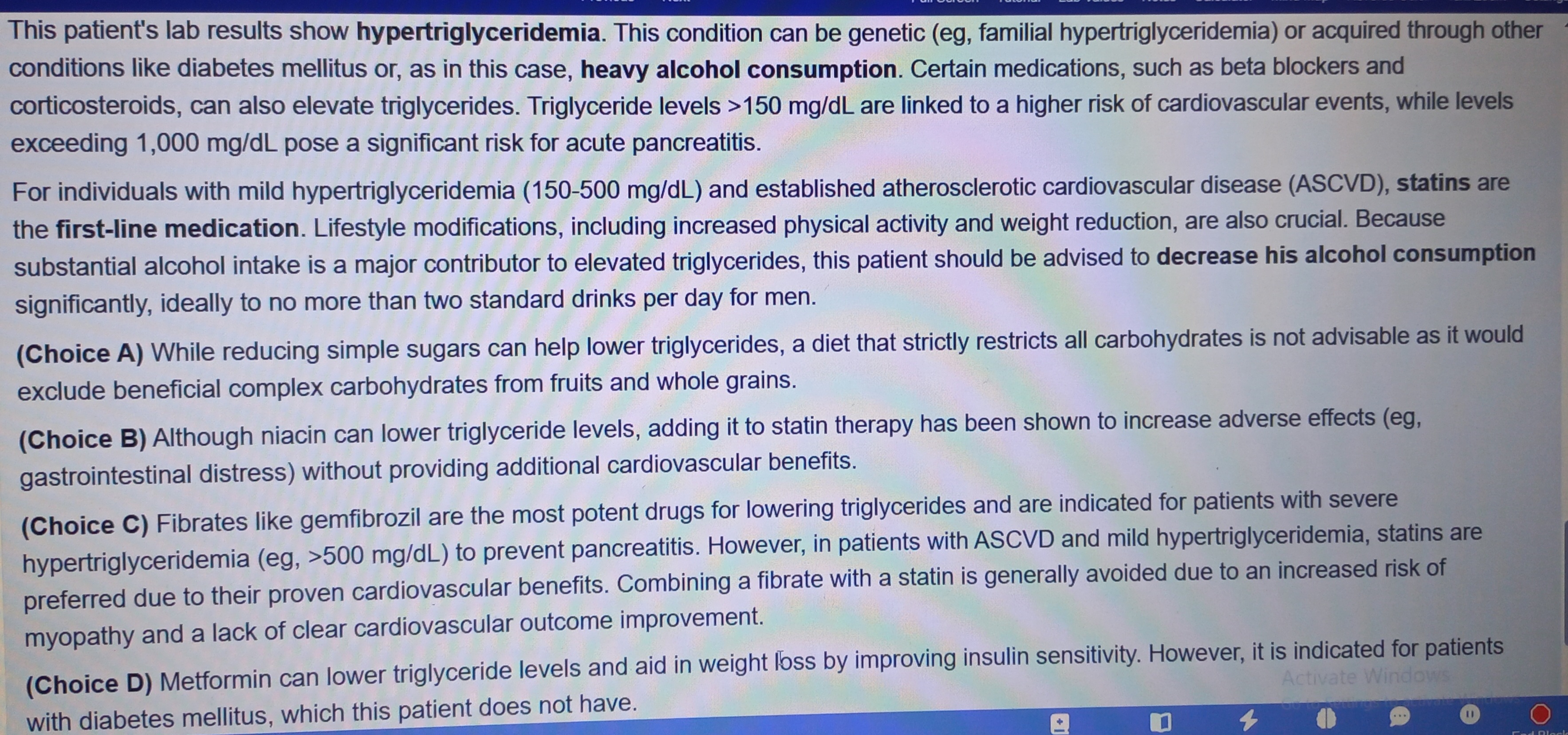 <p>Best managment option for someone have a high cardiovascular risk and hyperlipidemia</p>