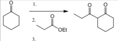 <p>LDA deprotonates alpha carbon of ketone/aldehyde and ester attaches (OEt leaves) and makes ßdicarbonyl compoud</p><p>Claisen addtion to an ester</p>