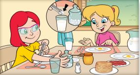 <p>A: Can you pass me the salt?<br>B: Sure. ___ ___ ___.</p>