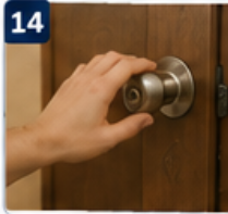 <p>reach for a doorknob</p>