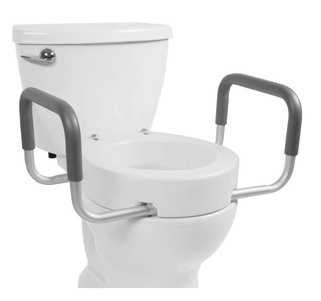 <p><span>•Assists patient in sit <-> stand transfer from toilet</span></p><p><span>•Provides elevated surface (easier) and bars to push off (leverage)</span></p><p><span>•Purchased Amazon, Walmart, Walgreens, CVS</span></p>