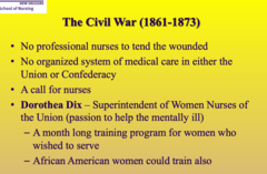 <p>- Superintendent of Women Nurses of the Union</p><p>- helped the mentally ill during The Civil War </p><p>- trained African Women to become nurses</p>