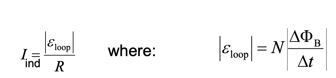 <p>-The direction of the induced current comes from: <strong>Lenz’s Law:</strong> An induced current seeks to oppose the change that creates it. (*2 m-fields: one that creates the induction, and another that comes from the induction itself=induce I)</p><p><strong>-The induced current in a loop flows in the direction that induces a magnetic field that reinforces a decreasing external magnetic field (or decreasing flux) or opposes an increasing external field (or increasing flux).</strong></p><p><mark data-color="blue" style="background-color: blue; color: inherit;">-Induced B-field/Current RHR: thumb = Bind, fingers = current</mark></p>