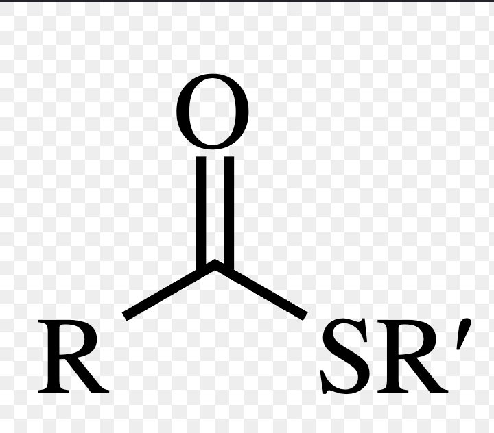 <p>Carbonyl group bounded to an S-Rgroup</p><p></p>